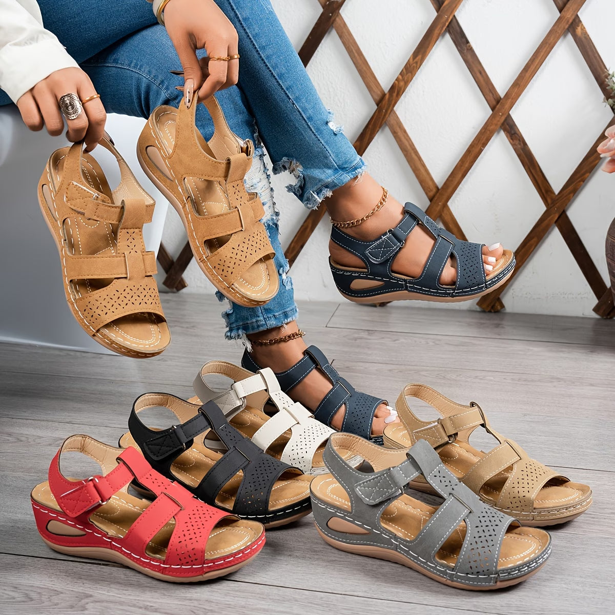 🔥Best Seller-Last Day Sale 60% OFF🔥Trendy Wedge-Heeled Sandals with a Thick Sole