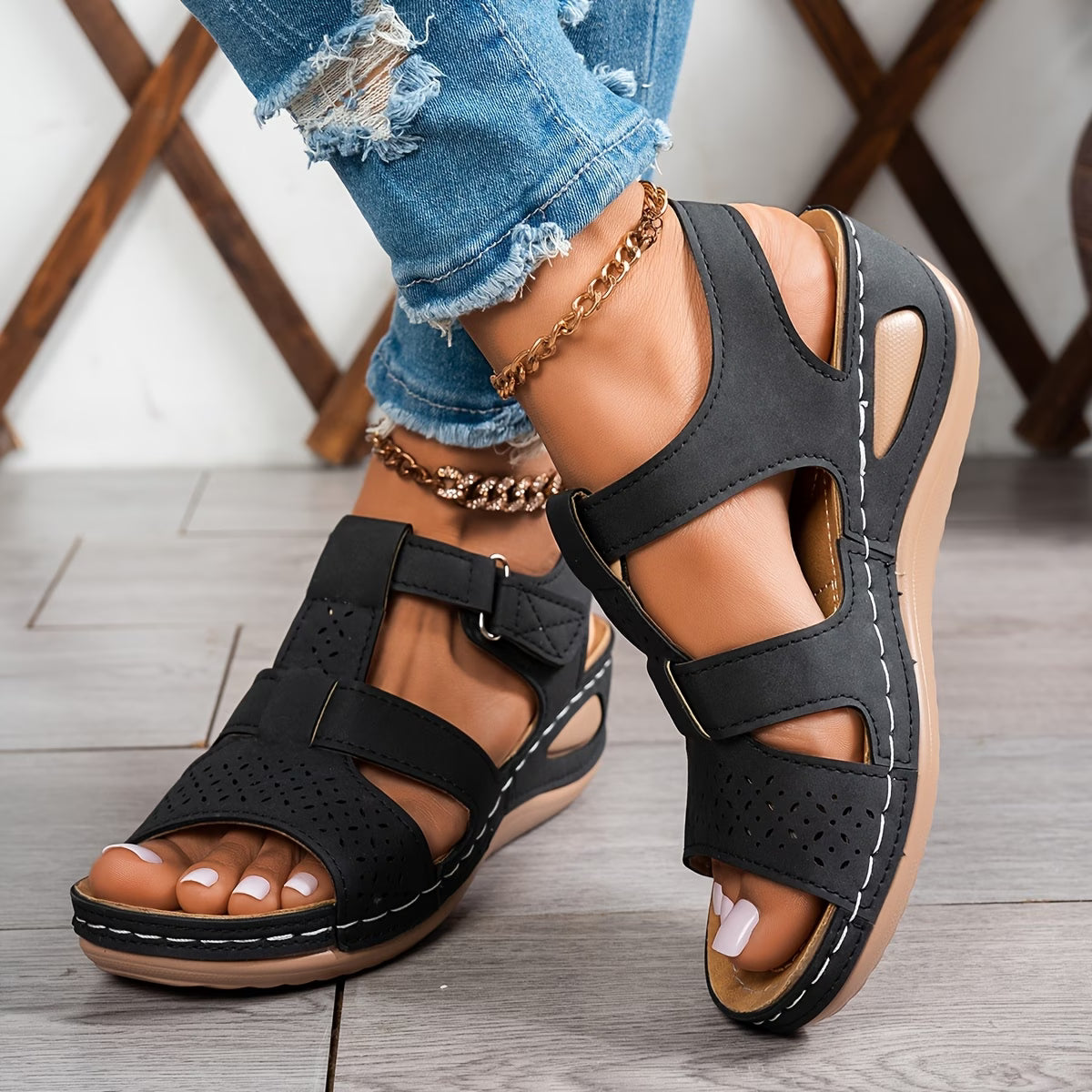 🔥Best Seller-Last Day Sale 60% OFF🔥Trendy Wedge-Heeled Sandals with a Thick Sole